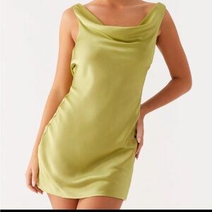 Peppermayo Lime Backless Satin Dress